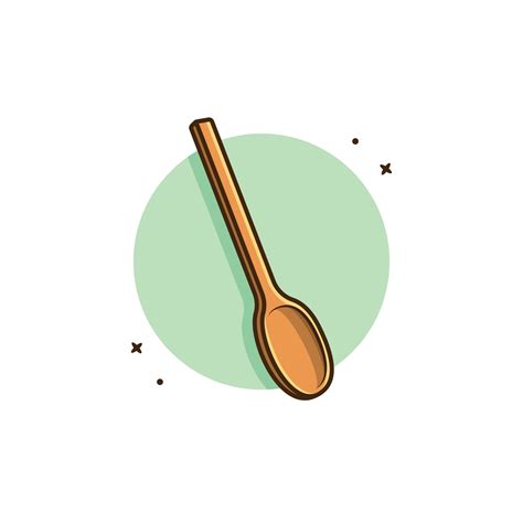 Wooden Spoon Cartoon Vector Icon Illustration Food Object Icon Concept