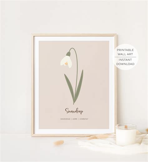 SNOWDROP January Birth Month Flower Printable Wall Art, Snowdrop Flower Meaning, Modern ...