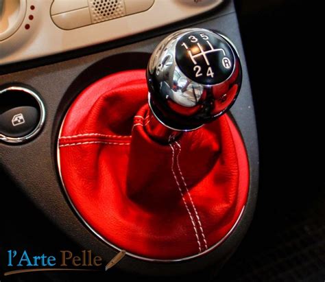 Auriculares Del Engranaje Fiat 500 Rojo Cuero Costuras Personalizar