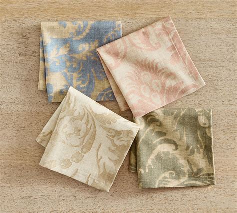 Stella Damask Organic Cotton Cocktail Napkins Set Of 4 Pottery Barn