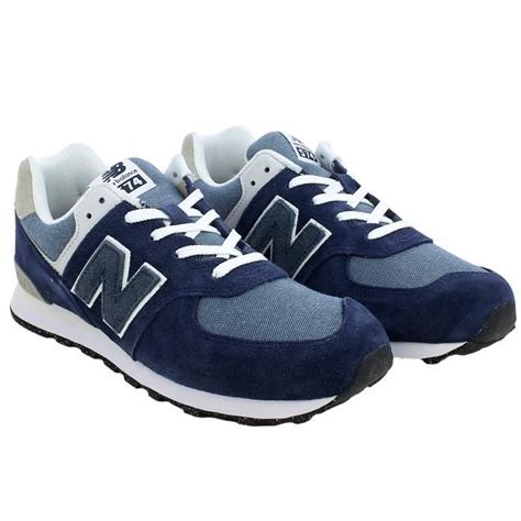 Sneaker New Balance 574 Daim Nubuck Lacets Plat Bleu Bleu Cdiscount Chaussures