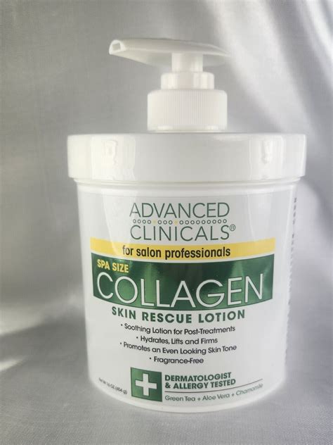 Advanced Clinicals Spa Size Collagen Skin Rescue Lotion Oz G