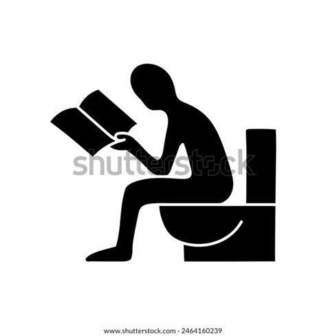 Man Sitting Toilet Reading Magazine Black Stock Vector Royalty Free 2464160239 Shutterstock