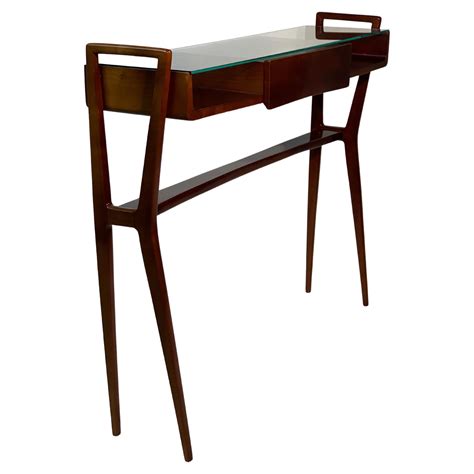 Mid Century Modern Italian Faux Bamboo Brass Console With Smocked Glass Top For Sale At 1stdibs