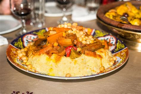 A Plate Of Couscous Traditional Moroccan Dish Stock Image Image Of