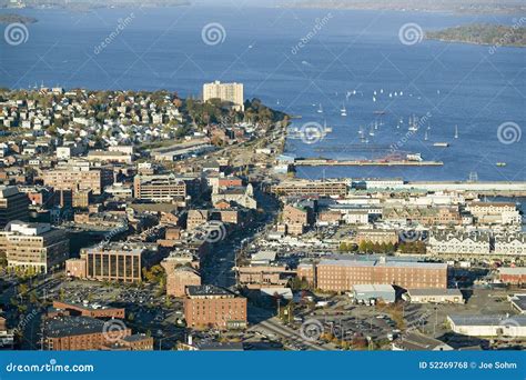 Aerial Of Downtown Portland Maine Showing Maine Medical Center