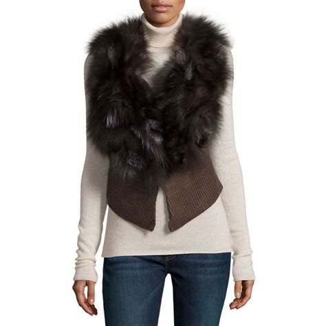 Adrienne Landau Fox Fur Knit Cropped Vest