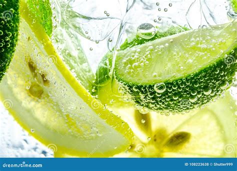 Lemon Drop In Fizzy Sparkling Water Juice Stock Photo Image Of