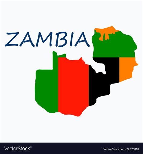 Zambia Map And Flag In White Background Royalty Free Vector