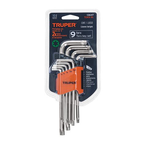 13647 TORX 9L TRUPER Truper Juego De 9 Llaves Torx Largas Con