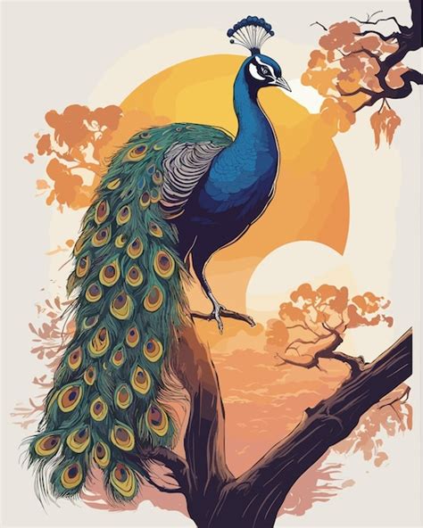 Premium Vector Majestic Peacock With Vibrant Feathers Tshirt Design