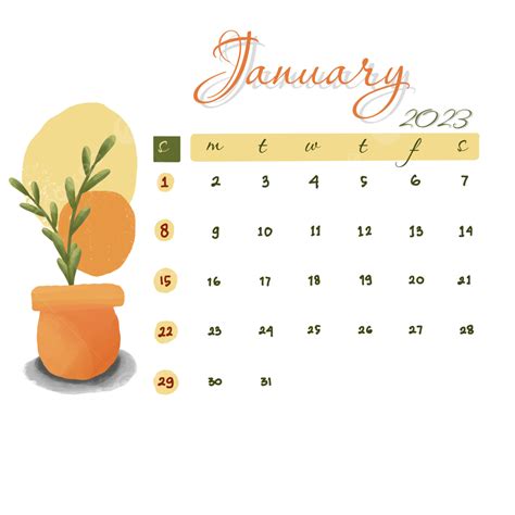 January 2023 Calendar Design Bohemia Simple Style Design Calendar Balance January Calendar