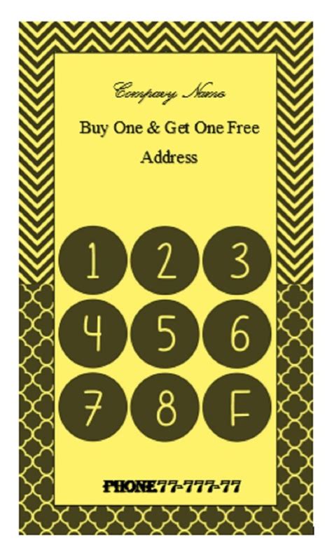 Editable Free Printable Punch Card Template