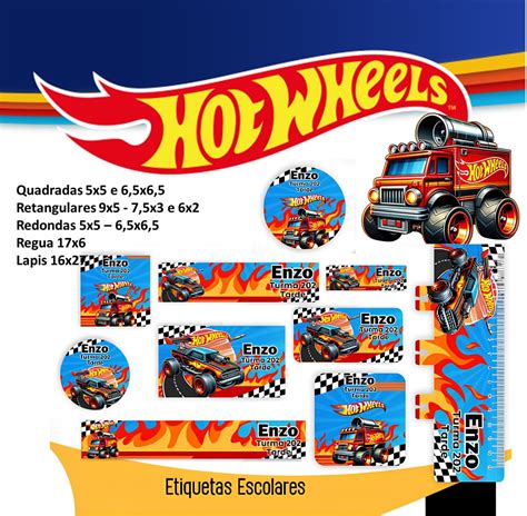 Arquivo Digital Etiquetas Escolares Hot Wheels Png Pdf Elo