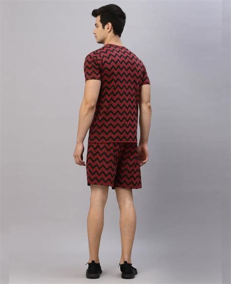 Rigo Men Maroon Self Texture Zig Zag All Over Printed Co Ords Jiomart