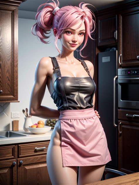 Open Clothes Apron Pink Eyes AI Porn