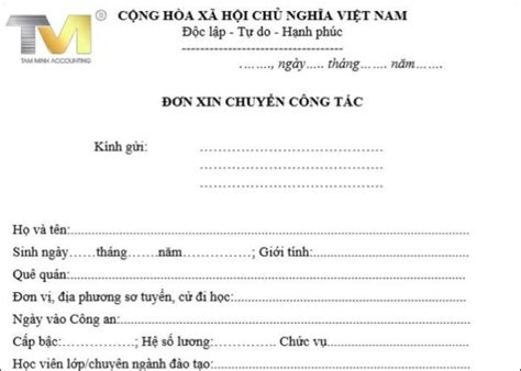 don xin chuyen cong tac trong quan doi moi nhat