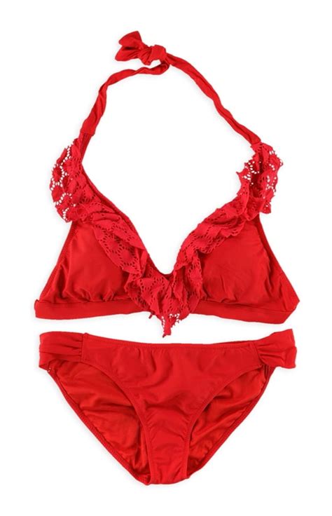 Jessica Simpson Jessica Simpson Womens Laced Ruffle 2 Piece Bikini Red XL Walmart