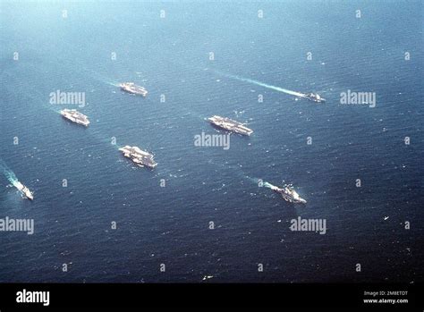 An Aerial View Of The Ships Of Battle Force Zulu Underway At The