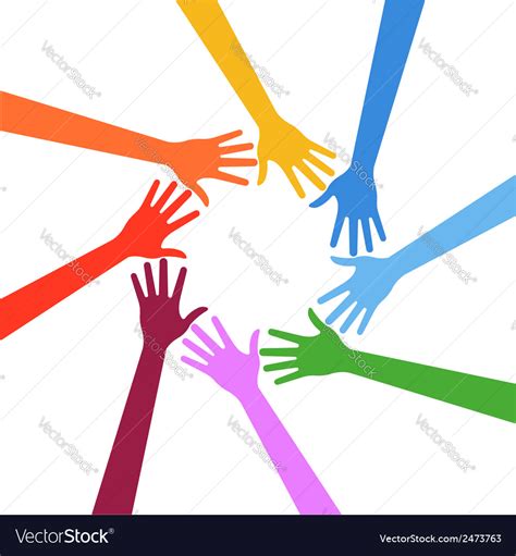 Hands In Circle Teamwork Concept Royalty Free Vector Image