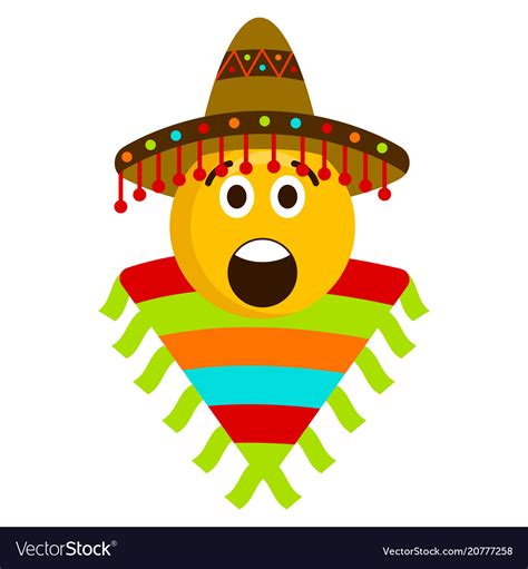 Surprised emoji with a mexican hat Royalty Free Vector Image