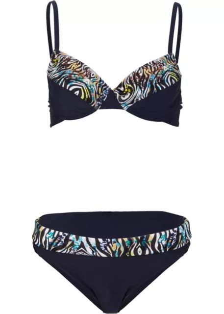 NUOVO BIKINI CON Ferretto 2 Pezzi Taglia 40 Coppa 80 E Blu Scuro