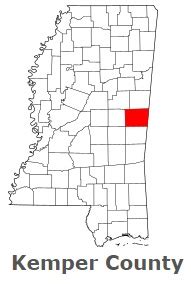 Kemper County on the map of Mississippi 2024. Cities, roads, borders and directions in Kemper ...