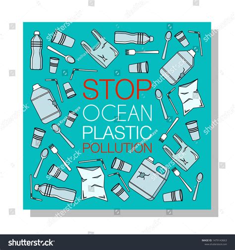 Stop Ocean Plastic Pollution Ecological Poster 스톡 벡터로열티 프리 1479143663