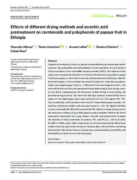 Pdf Effects Of Different Drying Methods And Ascorbic Acid