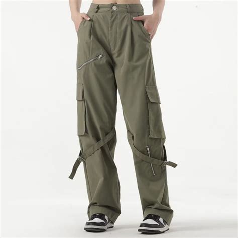 Large Pocket Straight Leg Cargo Pants Helloice Apparel