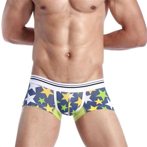 Seobean Male Boxer Panties 100 Cotton Boxer Shorts Low Waist Sky Star