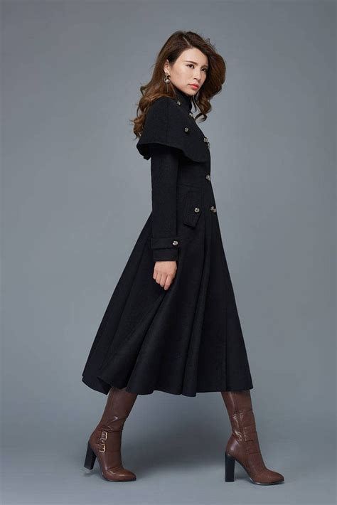 Wool Princess Coat Long Fit And Flare Double Breasted Tailored Etsy