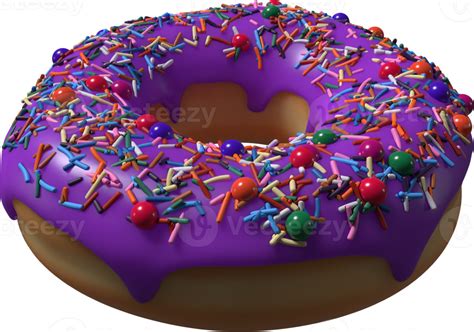 Free Purple Donut with Sprinkles 3D Illustration 10286230 PNG with Transparent Background