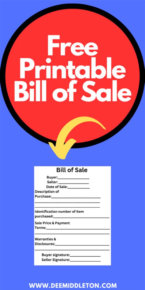 Free Printable Bill Of Sale