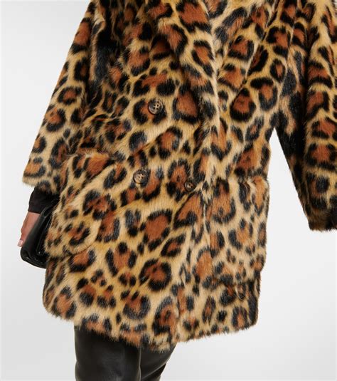 Leopard Print Faux Fur Coat In Multicoloured Red Valentino Mytheresa