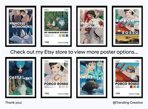 Studio Ghibli Poster Print Set of 6 Bundle Famous Film Poster - Etsy