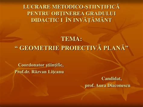 Ppt Lucrare Metodico Tiin Ific Pentru Ob Inerea Gradului Didactic