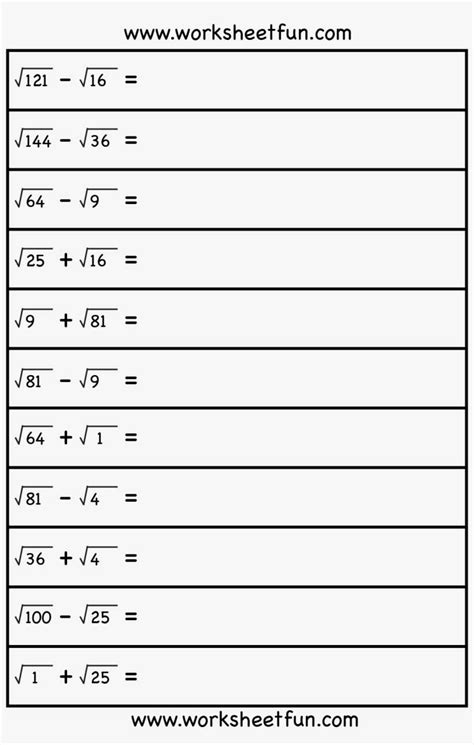 Square Root And Cube Root Worksheet Grade