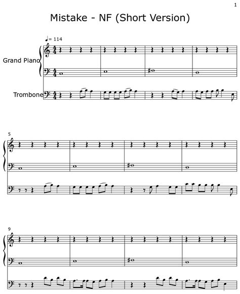 Mistake - NF (Short Version) - Sheet music for Piano, Trombone