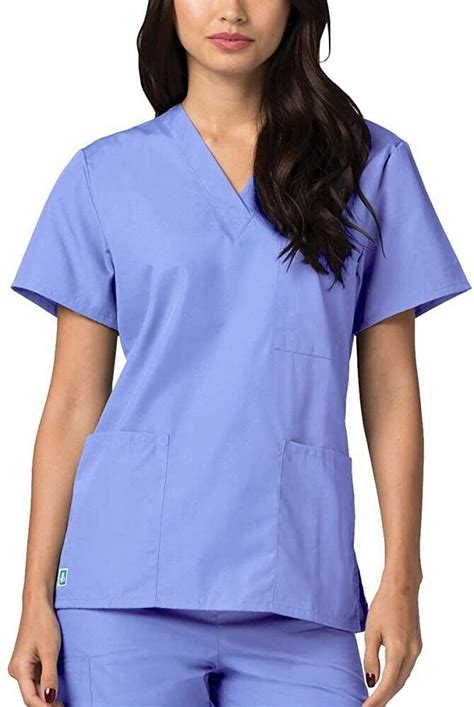 Adar Universal Unisex Scrubs V Neck Tunic Scrub Top Size L Ceil Blue 601 Ebay