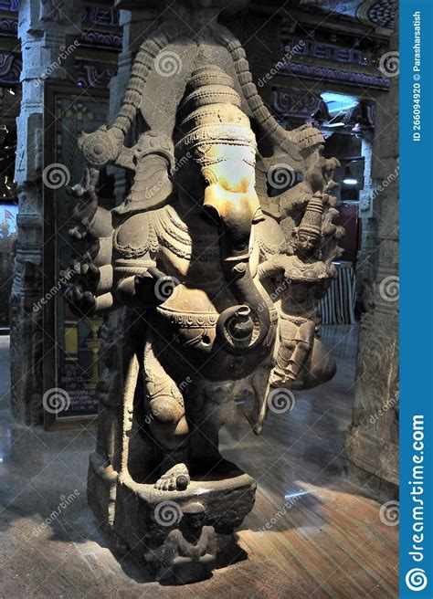 God Ganesh Carved In Stone At Meenakshi Temple Editorial Image Image