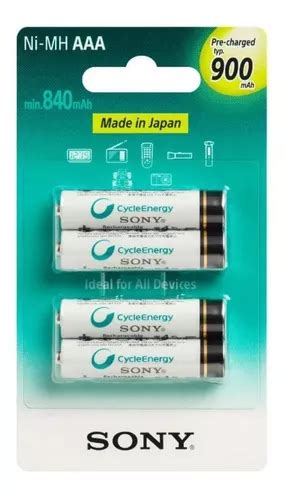 Pilha Recarreg Vel Sony Cycle Energy Nh Aaa B Cil Ndrica Kit De