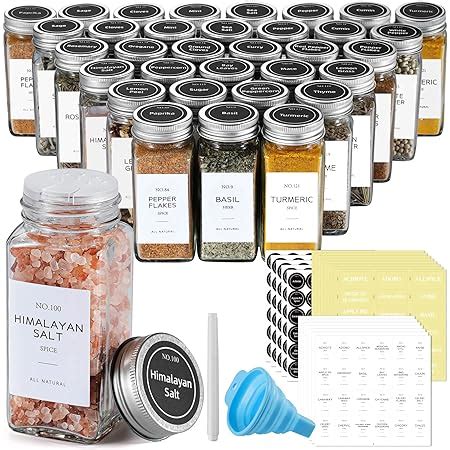 Amazon Aozita Pcs Glass Spice Jars With White Printed Spice