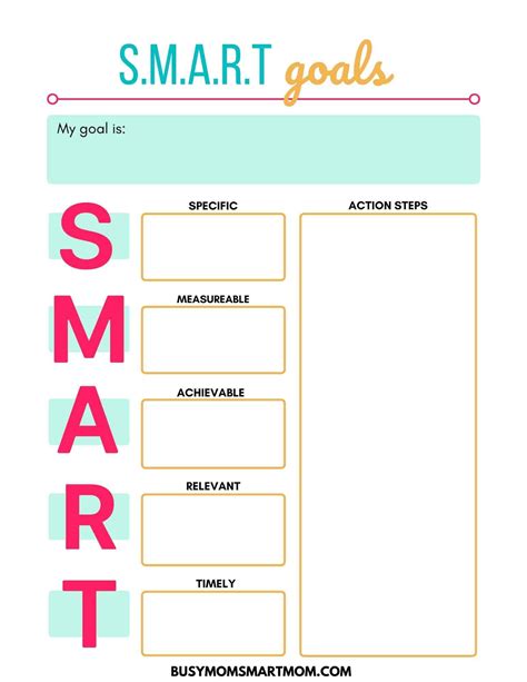 8 Free Goal Setting Worksheets For Moms And Kids Busy Mom Smart Mom