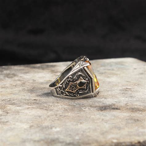 925 Sterling Silver Mystic Topaz Stone Men Silver Ring // Silver