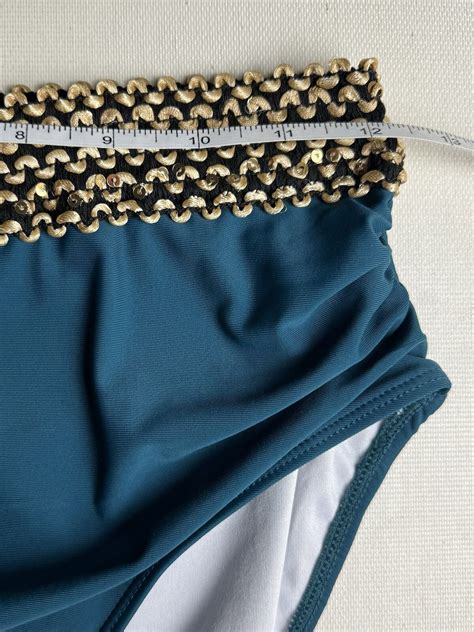 Eomenie Gold Sequins M Bikini 2Pc Swimsuit Waist Tie Tummy Control 51 EBay