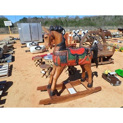 6 Wood Rocking Horse C6 Jm Wood Auction Company Inc