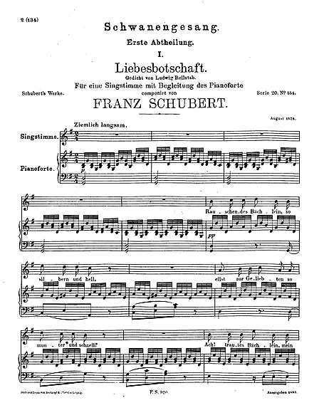 Franz Schubert Schwanengesang D Book No St Ndchen Lyrics