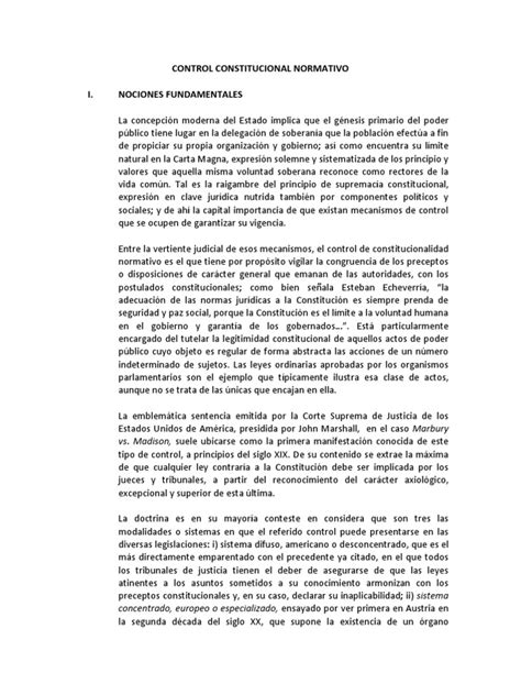 Control Constitucional Normativo Pdf Constitución Ley Procesal