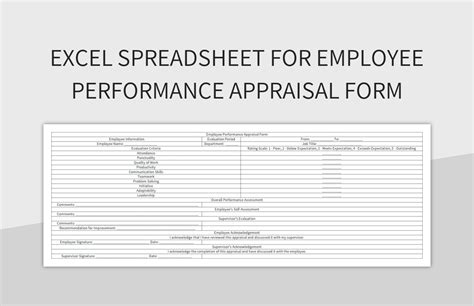 Excel Spreadsheet For Employee Performance Appraisal Form Excel ... 